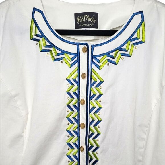 Bob Mackie Wearable Art White Embroidered Tunic - Picture 4 of 6